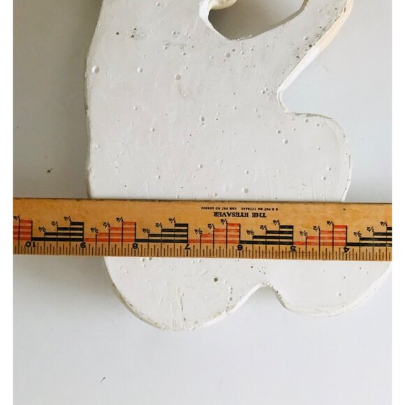 Vintage Chalkware Nursery Decor Baby Child Wall Hanging Plaster White Yellow 12" - Picture 4 of 6